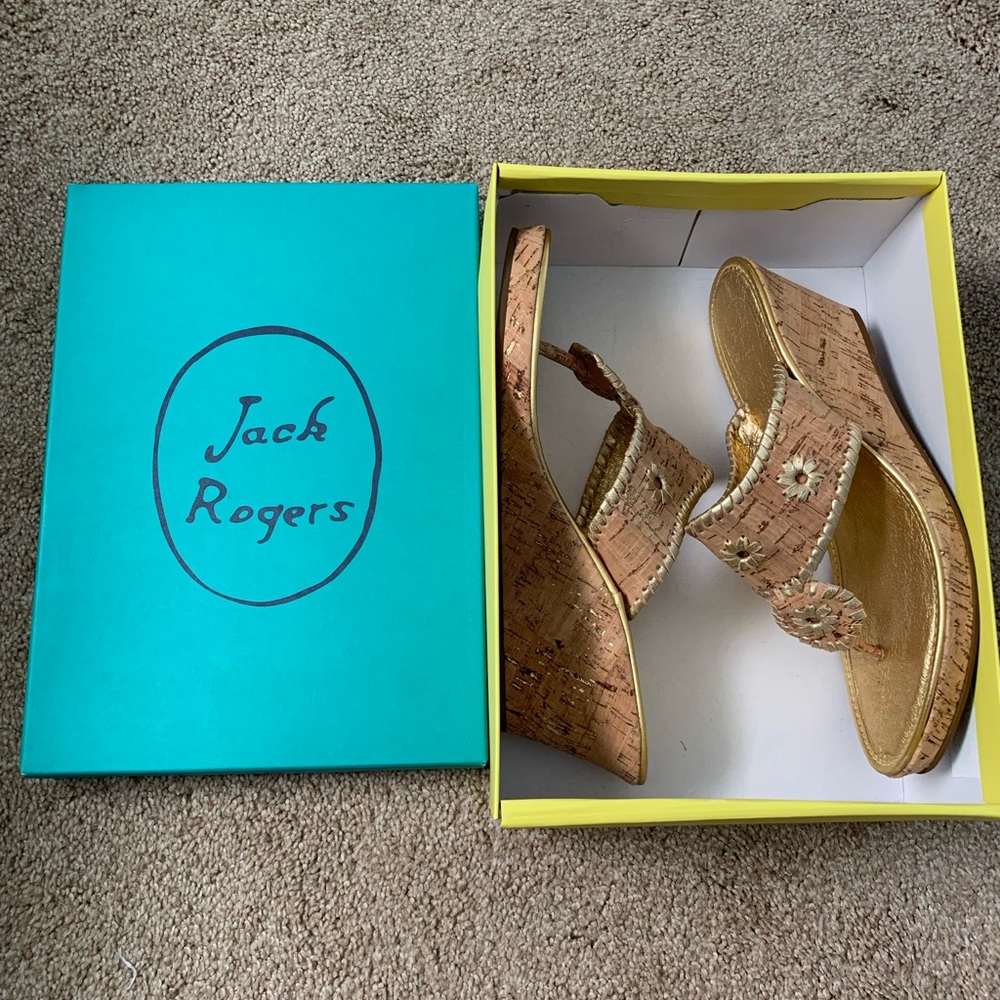 Jack Rogers Marbella Mid Wedge Cork/Gold